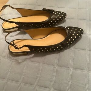 Talbots Black and White Polka Dot Slingback Flats